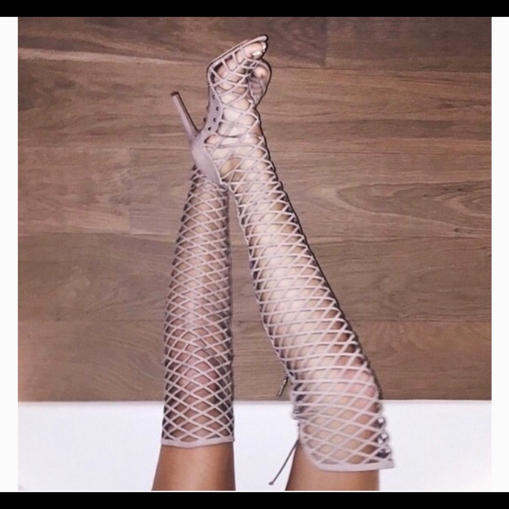 Schutz caged thigh High boots